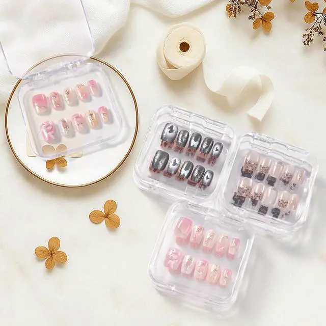 Alt view image 5 of 6 - 12Pcs Press On Nail Boxes Fake Nail Storage Case with Adhesive Tape