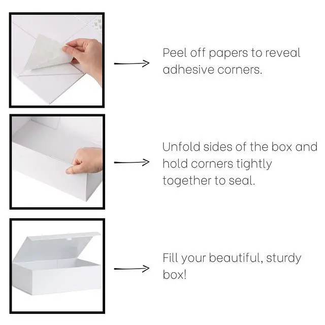 Alt view image 3 of 7 - White Hard Gift Box With Magnetic Closure Lid 14" x 9" x 4" Rectangle Favor Boxes With White Glossy Finish (1 Box)