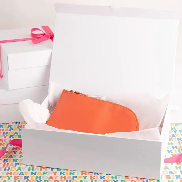 Alt view image 7 of 7 - White Hard Gift Box With Magnetic Closure Lid 14" x 9" x 4" Rectangle Favor Boxes With White Glossy Finish (1 Box)