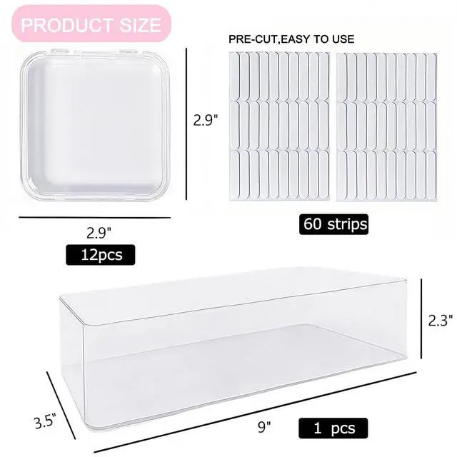 Alt view image 2 of 7 - 12 Pcs Clear Press On Nail Storage Box with Nail Case Container, False Nail Set Organizer Press Ons Packaging Box Display Case with Double Sided Tape for Nail Art Home Salon Nail Business Supplies
