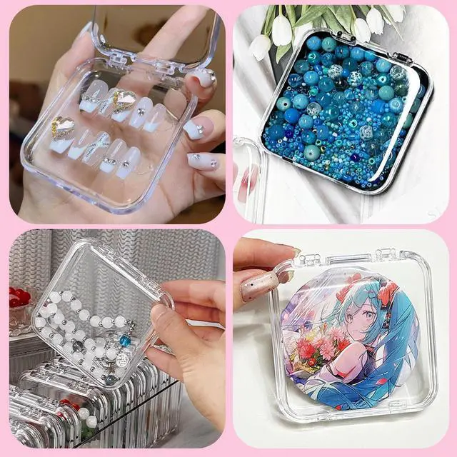 Alt view image 6 of 7 - 12 Pcs Clear Press On Nail Storage Box with Nail Case Container, False Nail Set Organizer Press Ons Packaging Box Display Case with Double Sided Tape for Nail Art Home Salon Nail Business Supplies