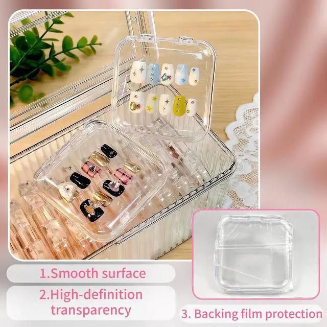 Alt view image 4 of 6 - Press On Nail Packaging - 14pcs Acrylic Press On Nail Organizer Box with 30 Adhesive Tabs, for Fake supplies Storage Case Display Salon Home Storage