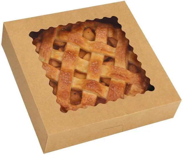 Main image of 5pcs Auto-Popup Pie Boxes, 10x10x2.5 Bakery Boxes with Window