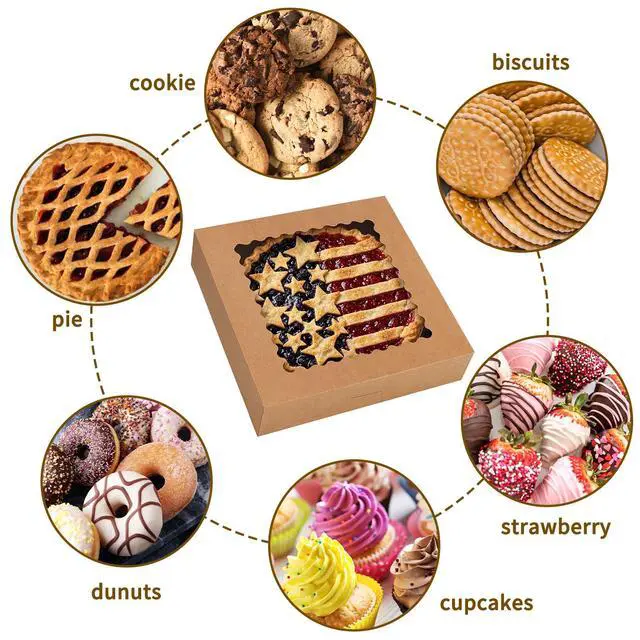 Alt view image 5 of 7 - 5pcs Auto-Popup Pie Boxes, 10x10x2.5 Bakery Boxes with Window