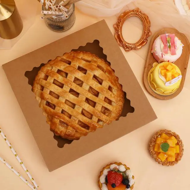 Alt view image 6 of 7 - 5pcs Auto-Popup Pie Boxes, 10x10x2.5 Bakery Boxes with Window