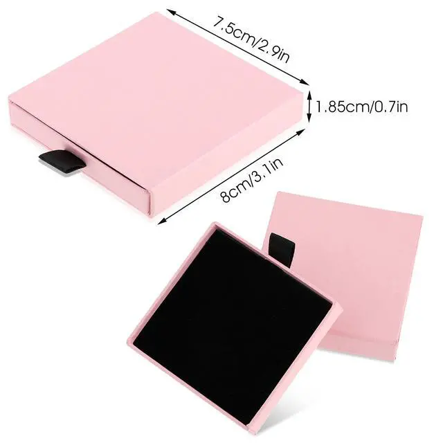 Alt view image 2 of 7 - 2 Pack Jewelry Gift Boxes Cardboard Jewelry Boxes, 2.9x3.1x0.7Inch Small Gift Boxes for Bracelets Earrings Necklaces Jewelry Gift (Pink)