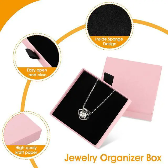 Alt view image 3 of 7 - 2 Pack Jewelry Gift Boxes Cardboard Jewelry Boxes, 2.9x3.1x0.7Inch Small Gift Boxes for Bracelets Earrings Necklaces Jewelry Gift (Pink)