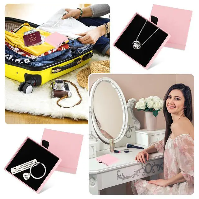 Alt view image 4 of 7 - 2 Pack Jewelry Gift Boxes Cardboard Jewelry Boxes, 2.9x3.1x0.7Inch Small Gift Boxes for Bracelets Earrings Necklaces Jewelry Gift (Pink)