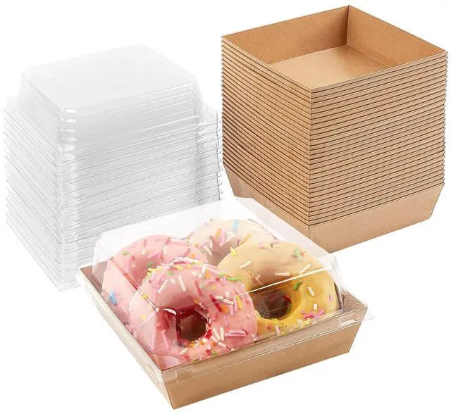 Main image of Charcuterie Boxes with Clear Lids, 5 Inches, 50 Pack, Brown