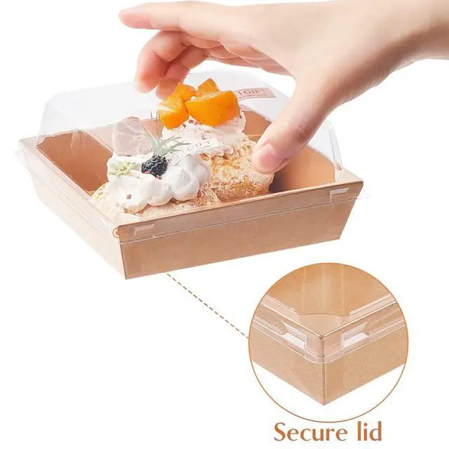 Alt view image 3 of 7 - Charcuterie Boxes with Clear Lids, 5 Inches, 50 Pack, Brown