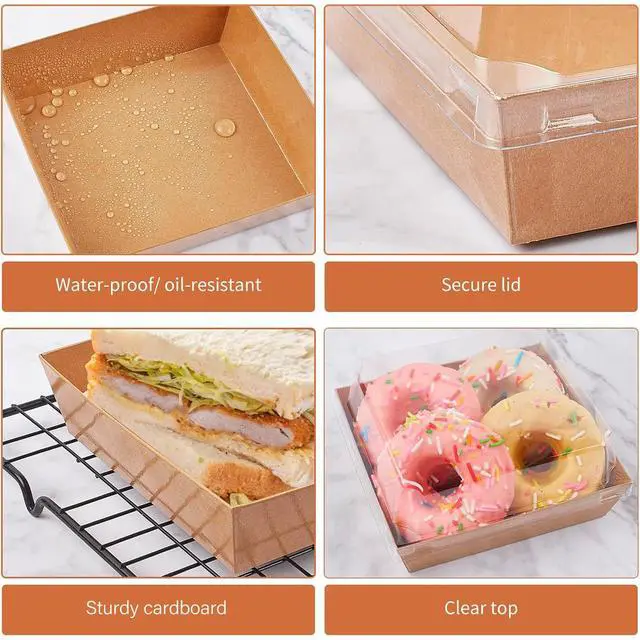 Alt view image 4 of 7 - Charcuterie Boxes with Clear Lids, 5 Inches, 50 Pack, Brown