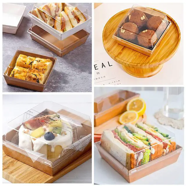 Alt view image 6 of 7 - Charcuterie Boxes with Clear Lids, 5 Inches, 50 Pack, Brown