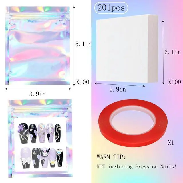 Alt view image 2 of 7 - 201PCS Press on Nail Packaging Bag, Nail Bags for Press ons