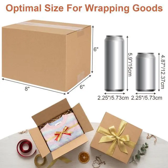 Alt view image 2 of 7 - Corrugated Cardboard Boxes,4 PCS 8x6x6 inches Shipping Boxes, Brown Corrugated Cardboard Boxes for Packing, Mailing, Moving,Gifts & StorageBrown