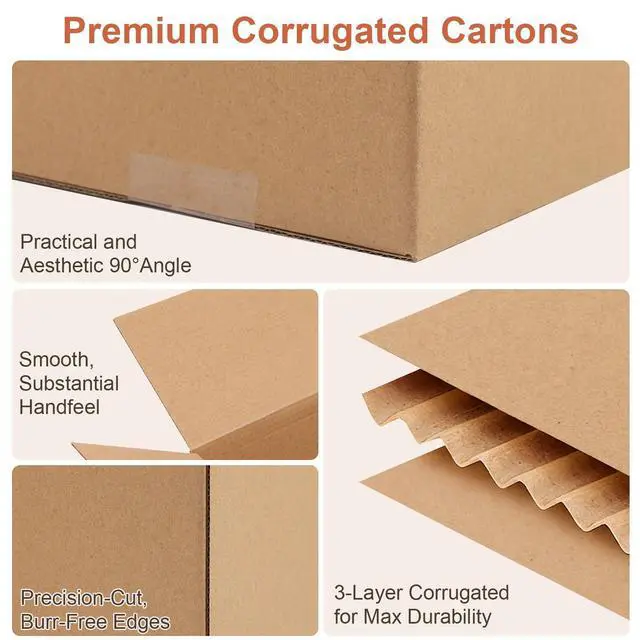 Alt view image 3 of 7 - Corrugated Cardboard Boxes,4 PCS 8x6x6 inches Shipping Boxes, Brown Corrugated Cardboard Boxes for Packing, Mailing, Moving,Gifts & StorageBrown