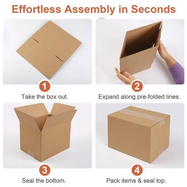 Alt view image 4 of 7 - Corrugated Cardboard Boxes,4 PCS 8x6x6 inches Shipping Boxes, Brown Corrugated Cardboard Boxes for Packing, Mailing, Moving,Gifts & StorageBrown