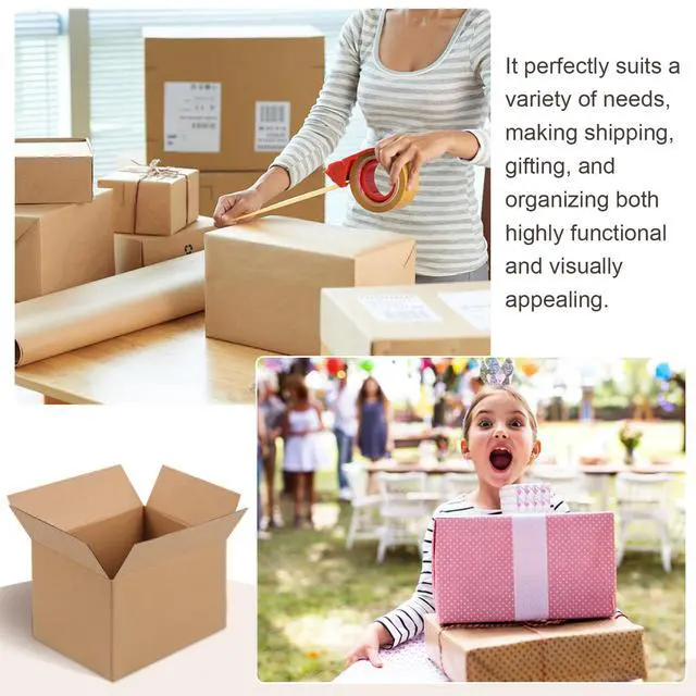 Alt view image 7 of 7 - Corrugated Cardboard Boxes,4 PCS 8x6x6 inches Shipping Boxes, Brown Corrugated Cardboard Boxes for Packing, Mailing, Moving,Gifts & StorageBrown
