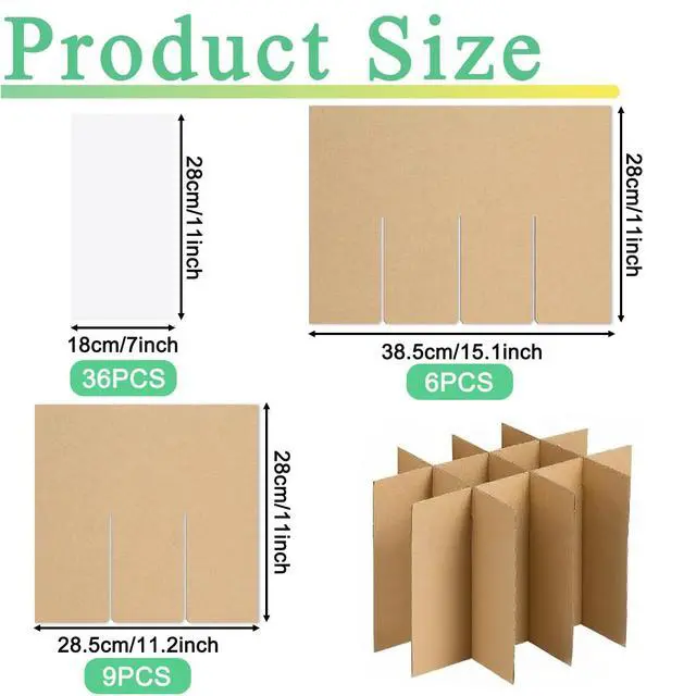 Alt view image 2 of 7 - 3-Pack Glassware Protection SetGlassware Dish Packing Boxes Corrugated Dividers & 36 Foam Sleeves for 16x12x12 Moving Boxes (Box Not Included)