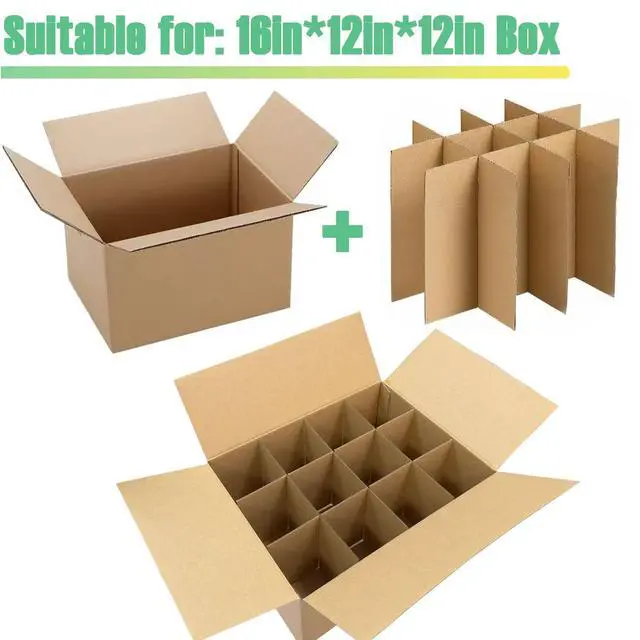 Alt view image 3 of 7 - 3-Pack Glassware Protection SetGlassware Dish Packing Boxes Corrugated Dividers & 36 Foam Sleeves for 16x12x12 Moving Boxes (Box Not Included)