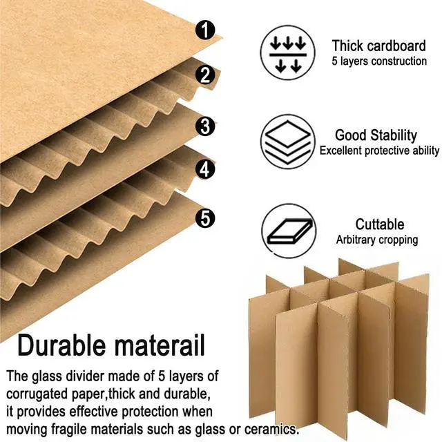 Alt view image 5 of 7 - 3-Pack Glassware Protection SetGlassware Dish Packing Boxes Corrugated Dividers & 36 Foam Sleeves for 16x12x12 Moving Boxes (Box Not Included)
