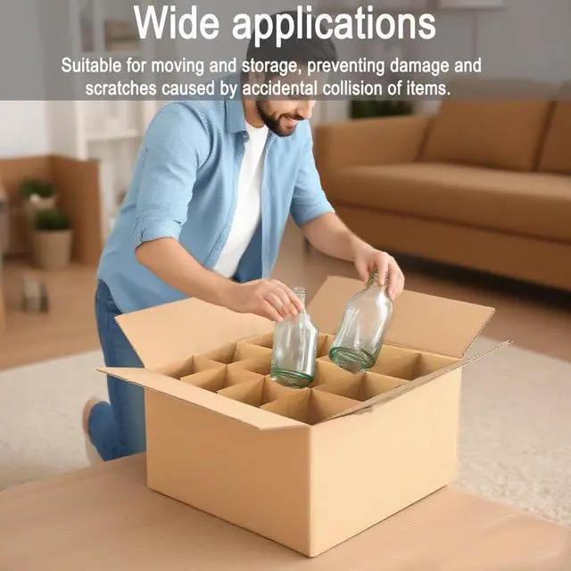 Alt view image 4 of 7 - 3-Pack Glassware Protection SetGlassware Dish Packing Boxes Corrugated Dividers & 36 Foam Sleeves for 16x12x12 Moving Boxes (Box Not Included)