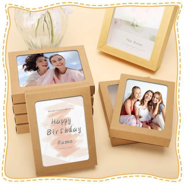 Alt view image 5 of 7 - 60 Pcs Greeting Card Storage Box,4.5 x 6 x 1 Inch Greeting Card Boxes Kraft Paper Box with PVC Transparent Window Bulk Frame Photo Storage Envelope (Kraft, 4.5 x 6 x 1 Inch)