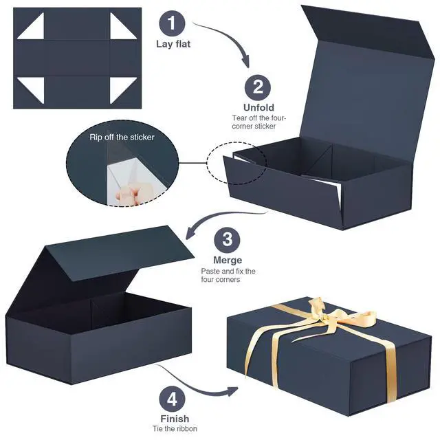 Alt view image 2 of 7 - Luxury Large Gift Box 13.8"x9"x4.3" Storage Box Ribbon Magnetic Closure for Luxury Packaging Box for Valentine's Day,Mother's Day, Birthdays, Bridal Gifts,Weddings