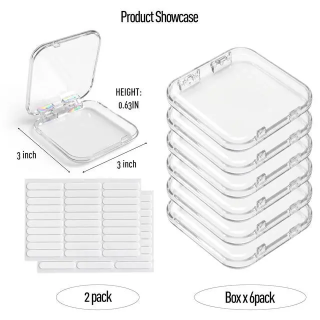 Alt view image 4 of 7 - 6 Pcs Press On Nail Storage Box with 60 Double Sided Adhesive Tapes, Clear Acrylic Nail Packaging Box, Fake Nail Display Case Organizer for Press Ons, Nail Art Business, Salon Supplies