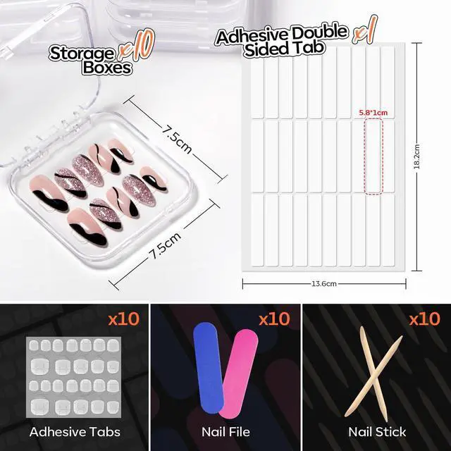 Alt view image 2 of 6 - 10pcs Press On Nails Storage Case Clear Fake Nails Packaging Kit