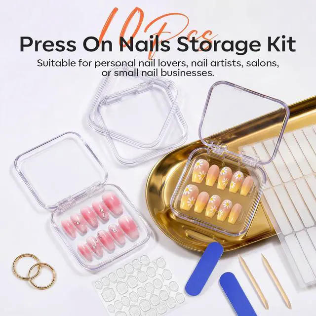 Alt view image 3 of 6 - 10pcs Press On Nails Storage Case Clear Fake Nails Packaging Kit