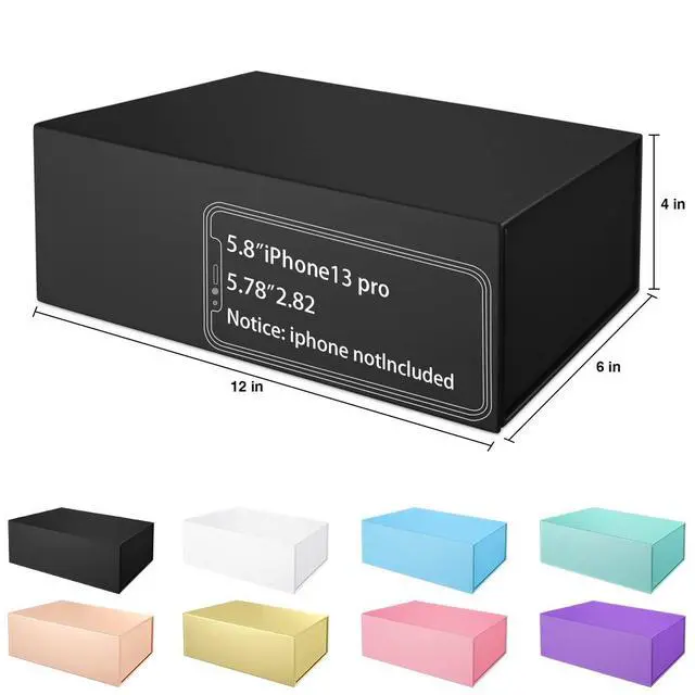 Alt view image 2 of 7 - Black Gift Box 12" x 6" x 4" with Magnetic Closure Lid Gifts Boxe for Presents,Bridesmaid Gifts Boxes,Cute Box,Birthday Gift Boxe,Luxury for Gifts Packaging, Magnetic Gift Boxes for Wrapping Gifts