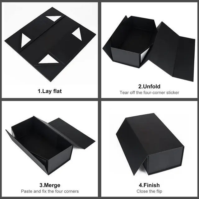 Alt view image 3 of 7 - Black Gift Box 12" x 6" x 4" with Magnetic Closure Lid Gifts Boxe for Presents,Bridesmaid Gifts Boxes,Cute Box,Birthday Gift Boxe,Luxury for Gifts Packaging, Magnetic Gift Boxes for Wrapping Gifts