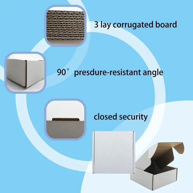Alt view image 3 of 7 - 5x5x2 inch White Shipping Boxes 25 Pack,Small Gift Boxes,Bulk of Mailers