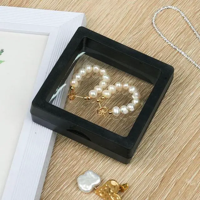 Alt view image 6 of 6 - 10 Pack Jewelry Gift Boxes 2.75 x 2.75 x 0.78 Inch Transparent Jewelry Box,Small Gift Boxes for Handmade Jewelry Earrings Necklaces Bracelets (Black and white)