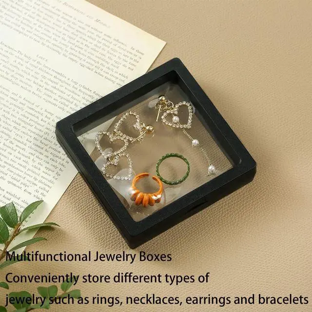 Alt view image 5 of 6 - 10 Pack Jewelry Gift Boxes 2.75 x 2.75 x 0.78 Inch Transparent Jewelry Box,Small Gift Boxes for Handmade Jewelry Earrings Necklaces Bracelets (Black and white)