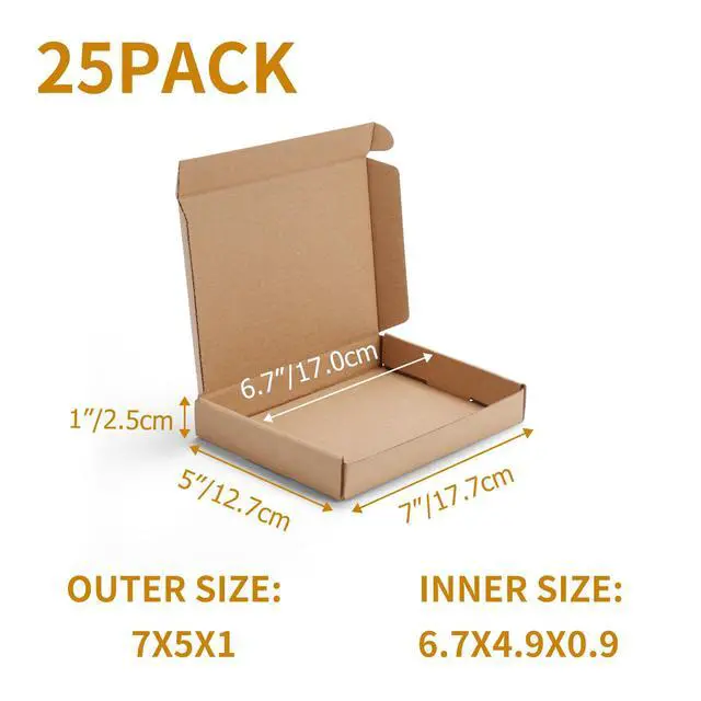 Alt view image 2 of 7 - 25 Pack 7x5x1 inch Small Shipping Boxes, Brown Mailing Boxes