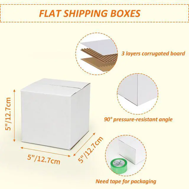 Alt view image 3 of 7 - 40 Pack 5x5x5 Shipping Boxes, White Corrugated Cardboard Box for Mailing, Packaging, Small Business