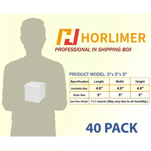 Alt view image 2 of 7 - 40 Pack 5x5x5 Shipping Boxes, White Corrugated Cardboard Box for Mailing, Packaging, Small Business