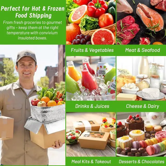 Alt view image 4 of 7 - 4 Pack Insulated Shipping Boxes with Foil Liner Bags, Reusable Thermal Cooler Mailing Cartons for Cold Pack Shipping, Hot & Frozen Food Delivery, 8''x5''x6''