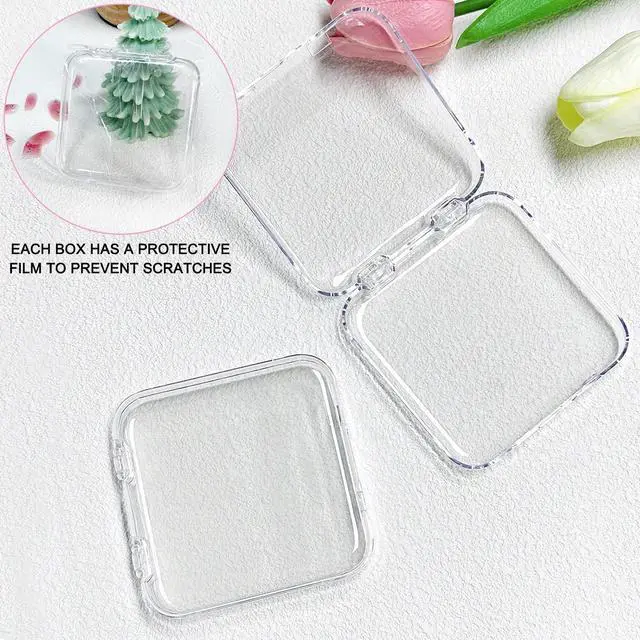Alt view image 2 of 7 - 12pcs Press on Nail Storage Box with Adhesive Double Sided Tape Clear Acrylic Nail Display Box Artificial False Nail Organizer Box Fake Nail Case Nail Packaging Boxes for Nail Salon