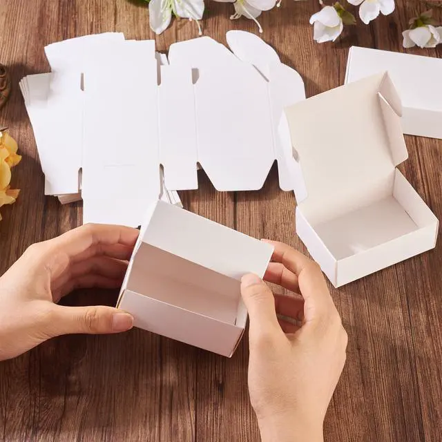 Alt view image 2 of 7 - 20pcs White Shipping Boxes 3.26"x2.36"x1.18" Foldable Paper Mailer Boxes for Small Business Small Gift Packaging Box for Moving Storage Jewelry Gift Box for Wrapping Mailing Present