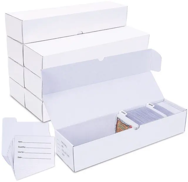 Main image of Trading-Card Storage Box, 8-Pack 1000 Count Corrugated Cardboard Storage Box with dividers & labels for TCG/Magic/Mtg storage and Collection, 14.4 INCH Horizontal