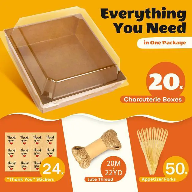 Alt view image 4 of 6 - 20Pcs Small Charcuterie Boxes with Clear Lids - Paper Mini Charcuterie Boxes To Go, Disposable Food Container with Lid, Dessert Boxes for Sandwich, Cookie, Sushi, Cake Slice, and Strawberries