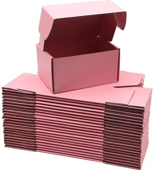 Main image of 6x4x3 Shipping Boxes Set of 25, Pink Mailer Corrugated Cardboard Box