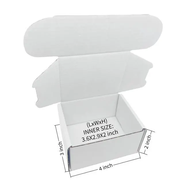 Alt view image 2 of 7 - 4x3x2 Inches 50 Pack White Corrugated Cardboard Shipping Boxes Small Mailer Boxes for Business Packaging Mailing