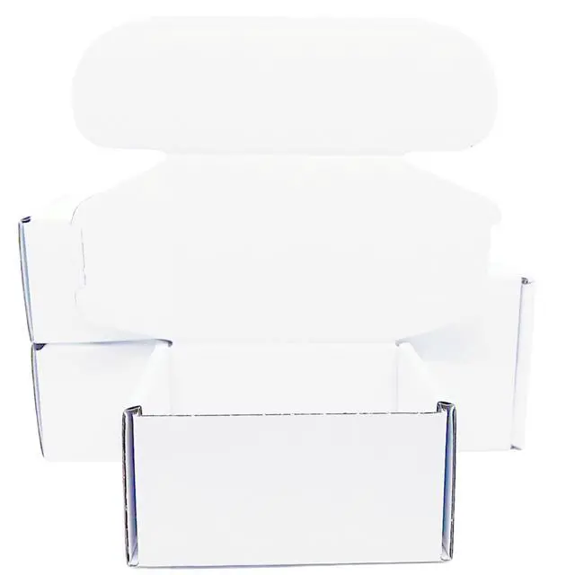 Alt view image 4 of 7 - 4x3x2 Inches 50 Pack White Corrugated Cardboard Shipping Boxes Small Mailer Boxes for Business Packaging Mailing