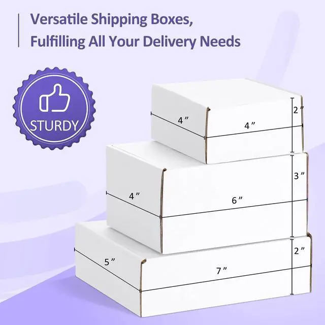 Alt view image 4 of 7 - 30 Pack Small Shipping Boxes Assorted Sizes, 4x4x2, 6x4x3, 7x5x2-10 PCS Each Small Boxes, White Corrugated Box Mailers, Cardboard Boxes for Packaging Small Business, Mailing