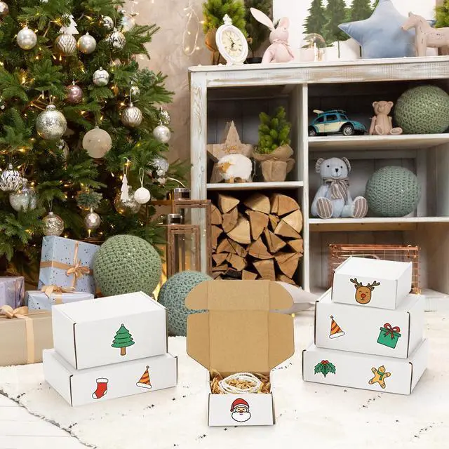 Alt view image 6 of 7 - 30 Pack Small Shipping Boxes Assorted Sizes, 4x4x2, 6x4x3, 7x5x2-10 PCS Each Small Boxes, White Corrugated Box Mailers, Cardboard Boxes for Packaging Small Business, Mailing