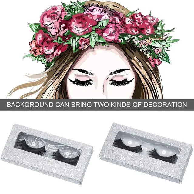 Alt view image 4 of 7 - 50 Sets Empty Lash Case Set, Include Empty Eyelash Box Packaging Storage Box, Eyelash Boxes Tray False Storage, Internal Background Paper(Silver)