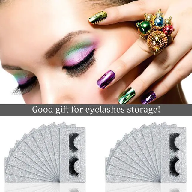 Alt view image 6 of 7 - 50 Sets Empty Lash Case Set, Include Empty Eyelash Box Packaging Storage Box, Eyelash Boxes Tray False Storage, Internal Background Paper(Silver)